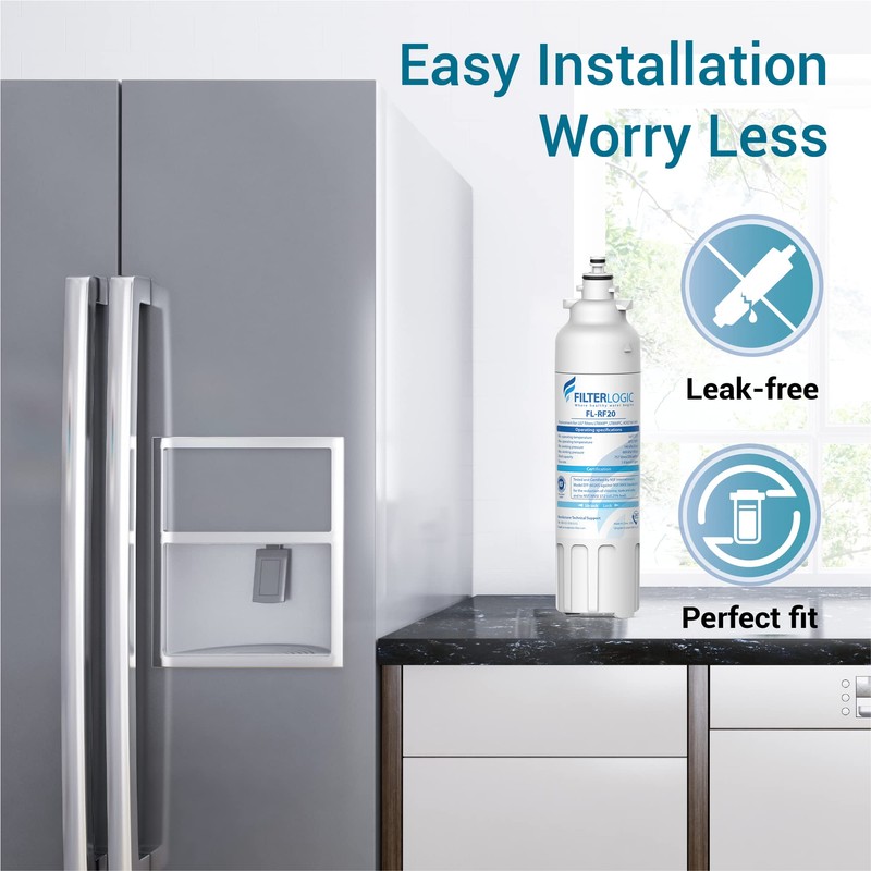Filterlogic ADQ73613401 Refrigerator Water Filter, Replacement for LG® LT800P®, LT800PC,