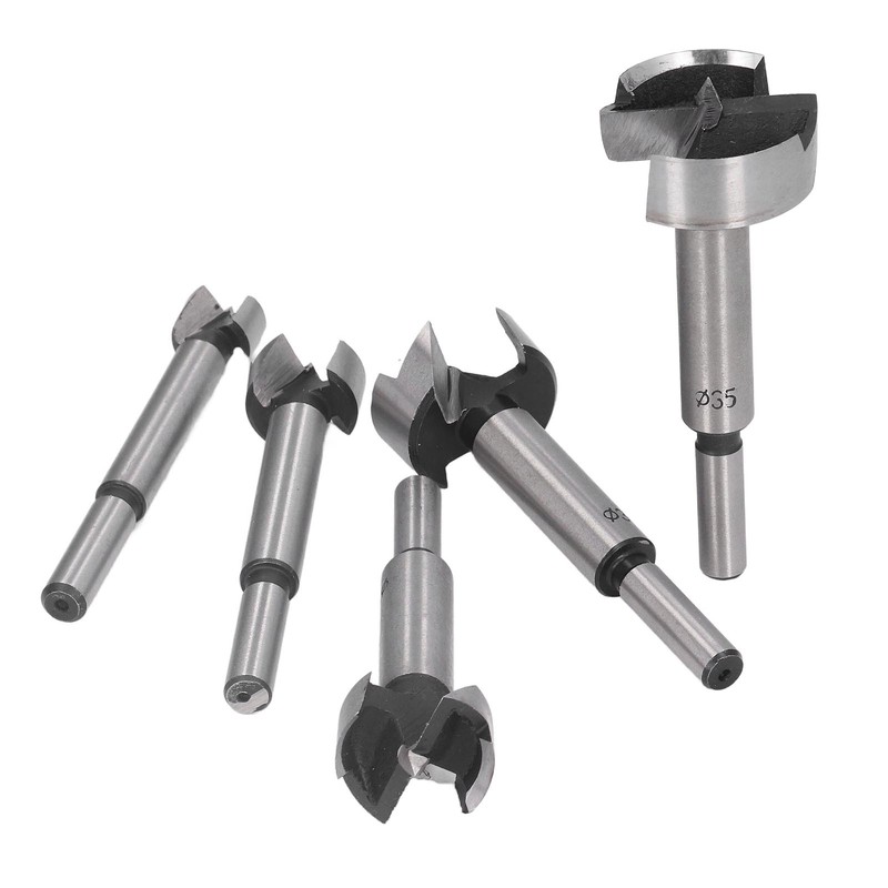 5Pcs Forstner Drill Bit Round Shank 15mm 20mm 25mm 30mm