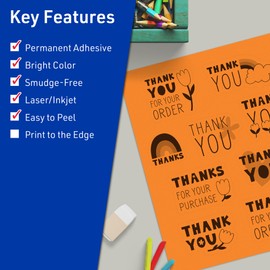 Avery Printable Sticker Paper, 8-1/2" x 11", Full-Sheet Labels, Bright Orange Labels, Laser/Inkjet Printable, 20 Total, Great for Packaging and Stickers