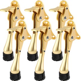 Moxweyeni 6 Pieces Heavy Duty Door Stops for Bottom of Door Kickdown Door Stops Metal Doorstop with Adjustable Rubber Tips Spring Door Stop Kick Door Stop Replacements (Gold)