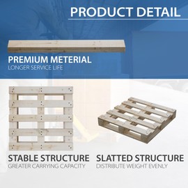 Greaton, Unassembled Heavy-Duty Wooden Pallet Kit – 48x40x5 Inches, Industrial-Grade Pinewood, Stackable & Reusable, Easy to Assemble, 4-Way Forklift Entry, for Home, Storage & Warehouse Use – 2 Pack