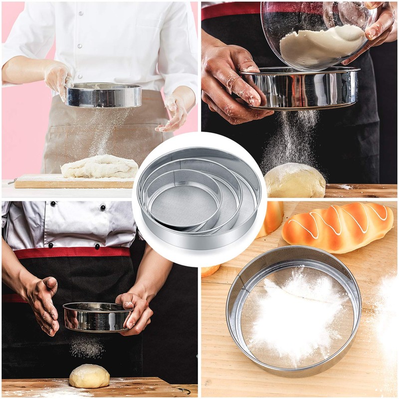 Stainless Steel Flour Sieves, Sieve for Baking, Icing Sugar Sieve,