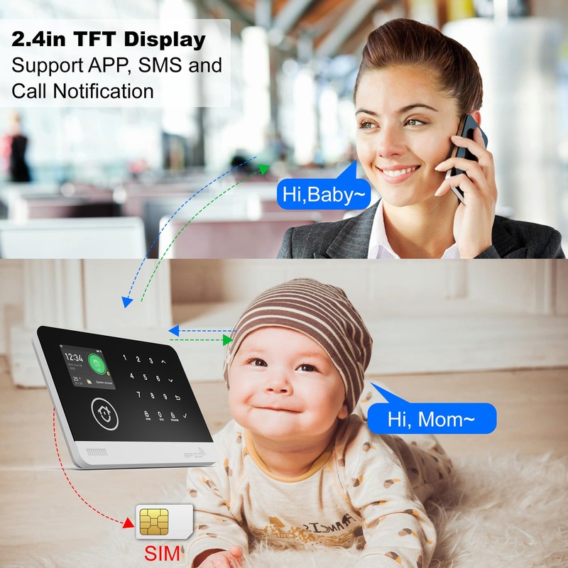 TUGARD 22 Pcs Wireless WiFi/GSM/2G Smart Home Alarm System, Instant