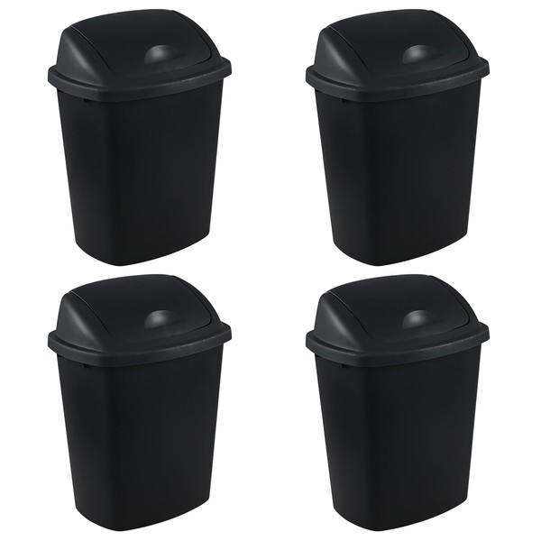 Leendines 4 Pack 6.5 Gallon Small Swing Top Trash Can,