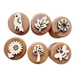SM SunniMix Wooden Stamps Creative Decorative Pottery Stamps Kindergarten Round Clay Printing Stamps for Art Project Card Making Supplies, Spring