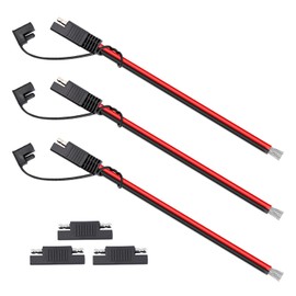 TMH Connector Cable 10 AWG - 1 FT SAE Connector Extension Cable 2 Pin, 40 Amp Quick Connector Disconnect Plug for Solar Panel, Cars, Tractor, RV, SAE Plug - SAE (3 Packs)