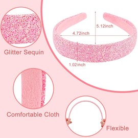 4 Stück Glitzer Stirnbänder, Haarreifen Mädchen, Breite Haarreifen Damen Glitzer, Pailletten Stirnbänder, Rutschfest Glitzer Haarband, Regenbogen-Haarbänder für Mädchen Damen Kinder (A, 1)