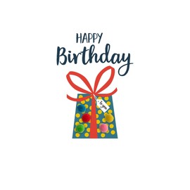 "Pom Pom""Dotty Present Happy Birthday"" Greeting Card" POM004