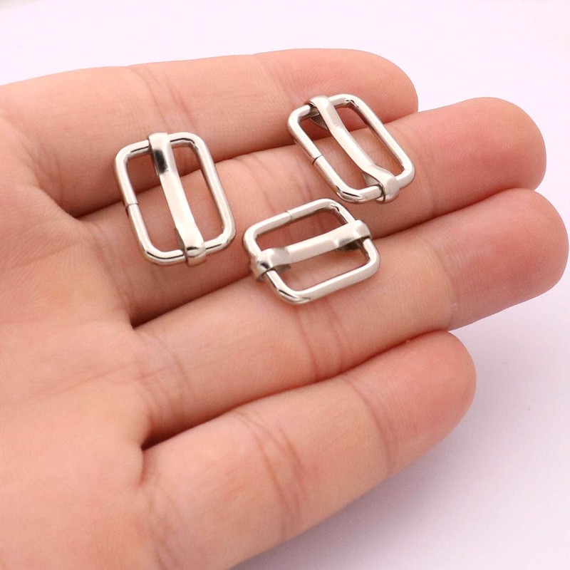 BIKICOCO 50 hebillas ajustables de metal con barra central móvil,