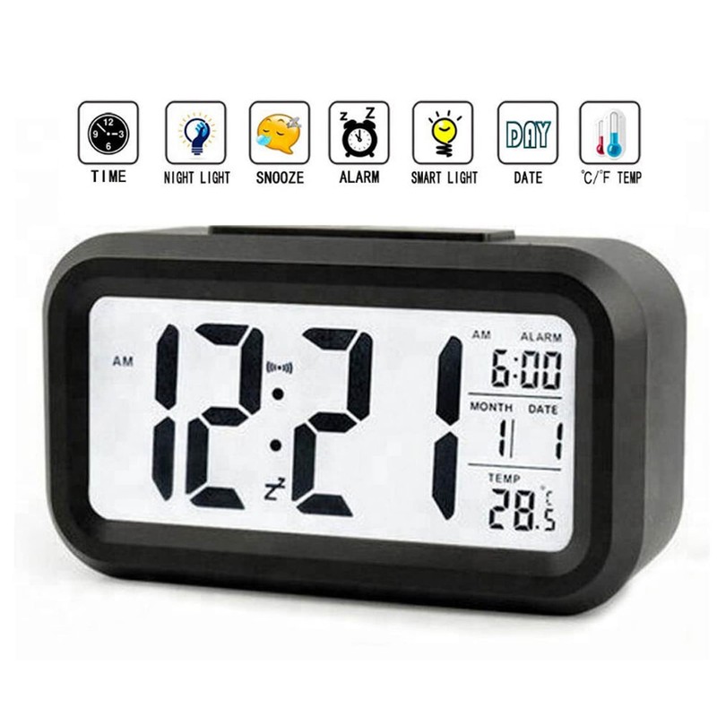 DTL Digital Alarm Clock LED Display with Temperature Big Larger