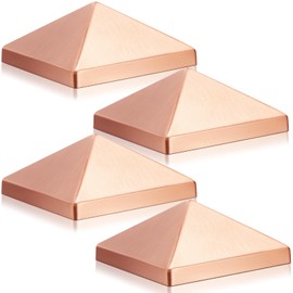 Blulu 4 Pcs 4''x4'' (Actual 3.5''x3.5'') Solid Copper Pyramid Post Cap Fence Pyramid Decking Caps for True/Actual Metal Wood Cedar Fence Deck Corridors Mailbox Posts End Cover