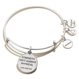 Alex and Ani Path of Symbols Expandable Bangle for Women, Elephant Embossed Charm, Rafaelian Silver Finish, 2 to 3.5 in