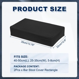 sourcing map Bar Stool Cover Rectangle, Stretch Washable Saddle Counter Vanity Barstool Slipcover Seat Cushion Protector with Elastic Band for Wooden Metal Bench Chair(Black, 2Pcs)