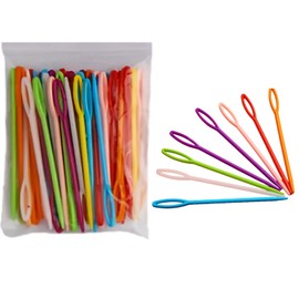50PCS Plastic Sewing Needles for Beginners,Colored Sewing Needles,Darning Needles,Eye Blunt Needles,Hand Sewing Needles-15CM