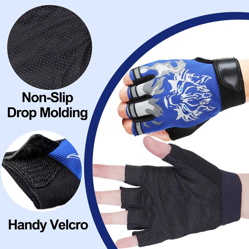 CubePlug Kids Boy Girl Cycling Climing Half Finger Gloves GEL
