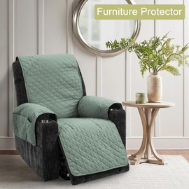 TIANSHU Waterproof Armchair Protector, Double-Sided Use Chair Cover, Relaxing Chair Protector, Pet-Friendly, Non-Slip, Removable and Washable Armchair Protector for TV Chair (Light Green)