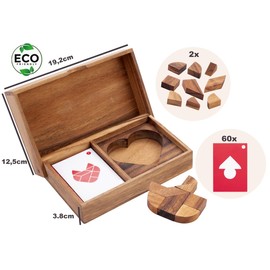 Engelhart - 350101 - Double Tangram Heart Wooden Puzzle - Ecological Wooden Game - 1 and 2 Players - from 4 Years