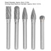 5Pcs Rotary File Bit 2 Pattern Woodworking Grinding Head Drill