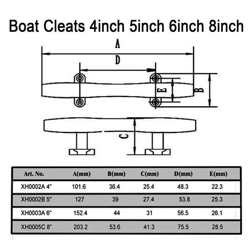 Boat Cleats 4 inch/5 inch/6 inch/8 inch Marine Dock Cleats