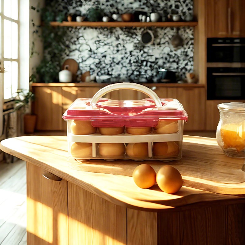 Daixers Ortable Large Capacity Double-layers Egg Storage Container Holds 24