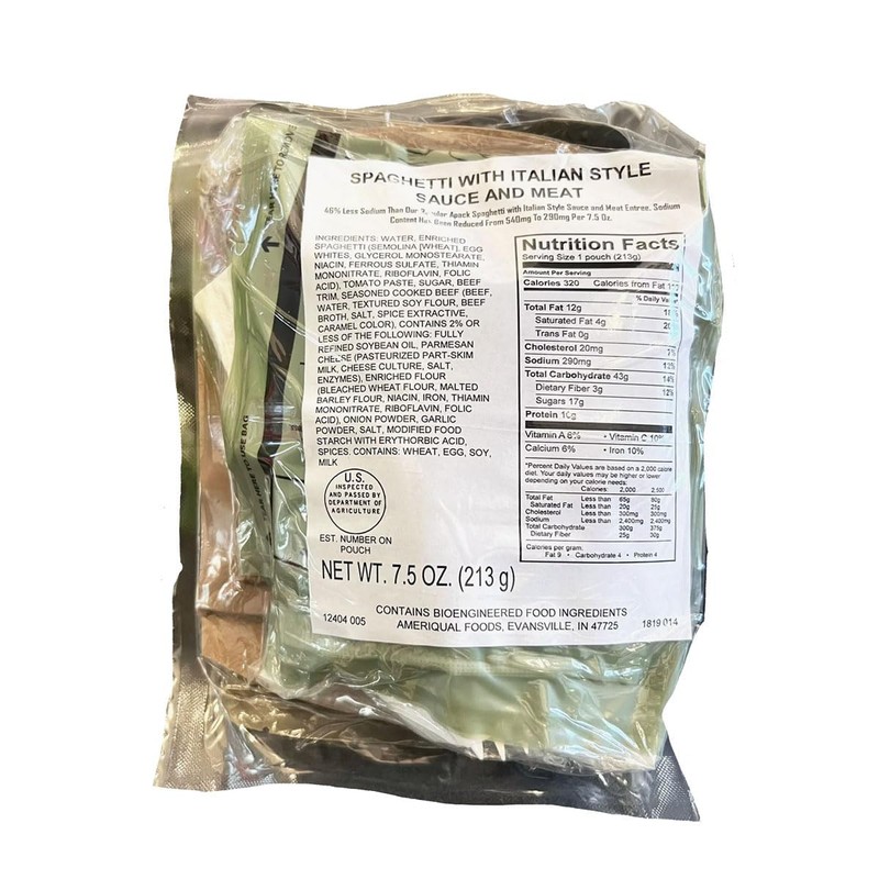 A Pack MREs – eat ready, Long Shelf Life Emergency
