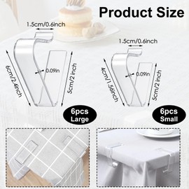 SHBAOCH Table Cloth Clips, 12PCS Plastic Outdoor Tablecloth Clamps, Transparent Large Windproof Clips for Christmas Home Wedding Party Indoor Outdoor Camping(2 Sizes)
