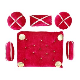 Decorative Laddu Gopal Asan Set - Velvet Mattress Cushion Gadda Ladoo Gopal Dress - Traditional Janmashtami Festival Decor (Size: 7"X5") (Purple)