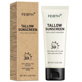 Tallow Sunscreen, Beef Tallow Sunscreen with Zinc Oxide, Non-Greasy Formula for Face and Body, Travel Size 2 oz