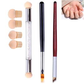 LYSAIMG 3Pcs Nail Gradient Art Brush,Nail Sponges Brush Pens,Nail Brush Set Manicure DIY Tools With 4 Replaceable Sponge Heads