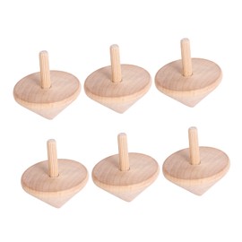 Toyvian Pack of 6 Wooden Spinning Tops Unfinished Spinning Tops Blanched Almon Natural Wood DIY Painting Spinning Tops for Toddlers Children Adults Easter Birthday Party Gifts