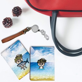 [Pretimo] Pass Case with Reel Shinjo-kun Asahi Sea Sky Sun Bi-Fold Commuter Pass Case 2 Card Case Card Holder Sea Sky Sun Loose Character [Shinjo-kun Asahi / ps], Shin Ju-kun Asahi