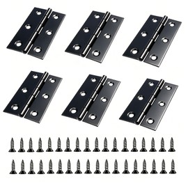6 Pcs 2.72 Inch Black Matte Cabinet Hinges, Stainless Steel Folding Butt Hinges with Screws for Home Decor Wooden Box Chest and DIY Craft Projects