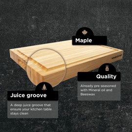 Wood Cutting Board - FSC-Certified - Reversible Butcher Block with Juice Groove for Cutting Meat and Juicy Veggies Easily - Chopping Board (Hard Maple, 24x18x1.5)