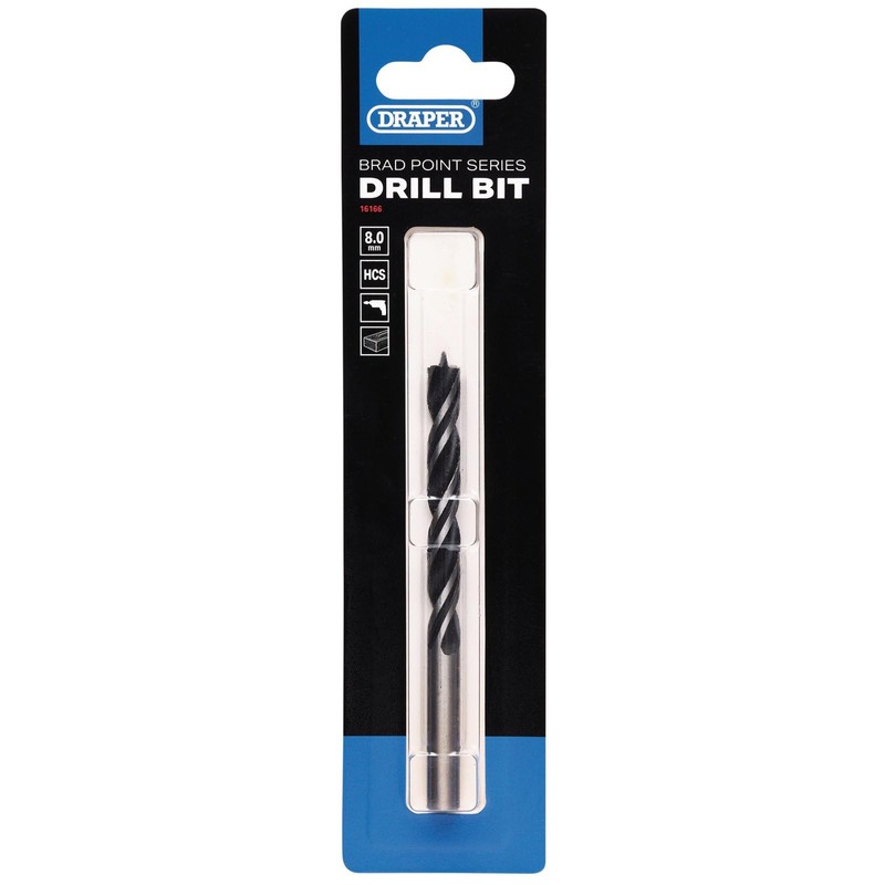 Draper Brad Point Drill Bit, 8.0mm x 110mm- 16166 -