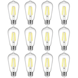Ascher 12-Pack Vintage LED Edison Light Bulb 60W Equivalent, Decorative Antique Filament Light Bulbs with 80+ CRI, Daylight White 4000K, 700 Lumens, E26 Base, Non-Dimmable