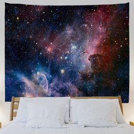 goodbath Large Space Tapestry, Universe Galaxy Stars Tapestries Wall hanging for Bedroom Living Room Dorm, 90 x 60 Inch, Colorful
