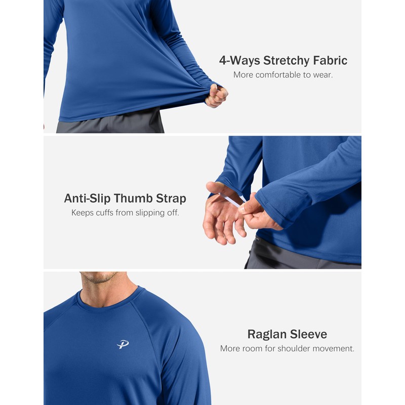 Pudolla Men's Sun Protection Shirts UV SPF UPF 50+ Rash