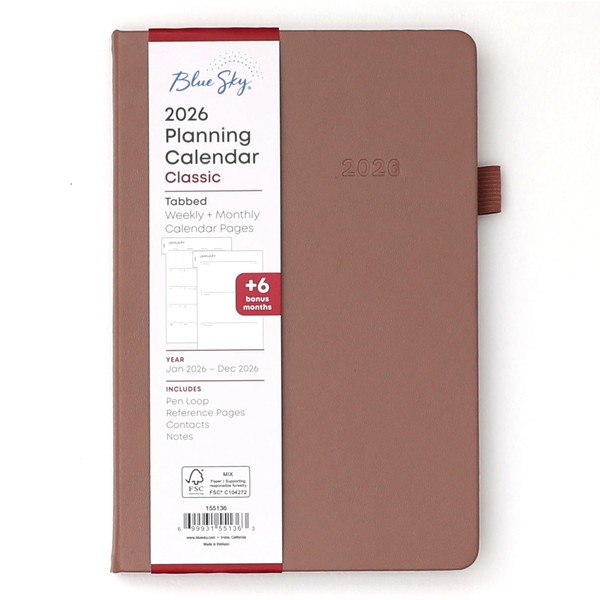 Blue Sky 2026 Weekly and Monthly Planner Calendar, January 2026