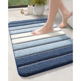 DEXI Bath Mat Bathroom Rug Absorbent Non-Slip Washable Shower Floor Mats Carpet 20"x32", Blue
