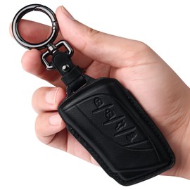Tukellen for Lexus Leather Key Fob Cover with Keychain Compatible with Lexus 2018-2024 ES350 LC500 LC500h LS500 LS500h 2019-2024 UX200 UX250h ES300h 2020-2024 GX460 Smart Key-Black
