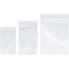 Plymor 5" x 8" (100), 6" x 10" (100), 9" x 12" (100), 4 Mil Variety Pack Heavy Duty Zipper Reclosable Plastic Bags