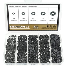 420 Pieces Internal Tooth Star Lock Washers, Kindroufly 5 Sizes Quick Speed Locking Washers, Push on Retaining Clips Assortment Kit (M2, M2.5, M3, M4, M5)