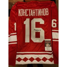 Vladimir Konstantinov Custom Russian National Team Autographed Jersey