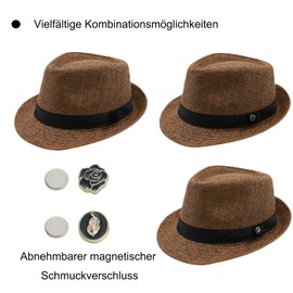 MivBuks Straw Hat Women's Panama Hat Men's Fedora Summer Hat Sun Hat Safari Hat Sun Protection Beach Hat, brown, M