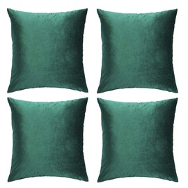 GIGIZAZA Velvet Green Cushion Covers 20 x 20 Inches Square Soft Decorative Throw Pillow Covers Cases 50x50cm for Sofa Bedroom Living room，Set of 4