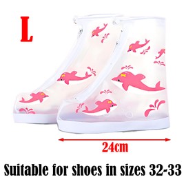 LHLZNB Children Waterproof Shoe Covers, shoe protector covers，overshoes，Upgrade Reusable Anti-slip and Wear-Resistant Rain Shoe Covers with Zipper for Outdoor Cycling Camping Fishing Travel (Pink, M)