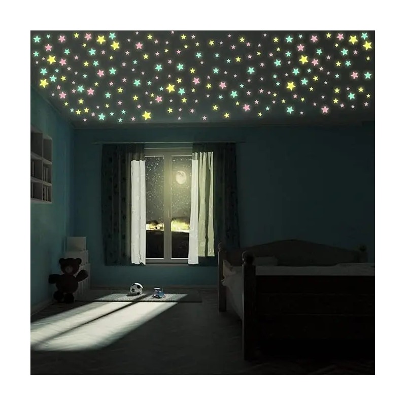 600 Piezas Pegatinas Fluorescentes: Estrellas Para Pared