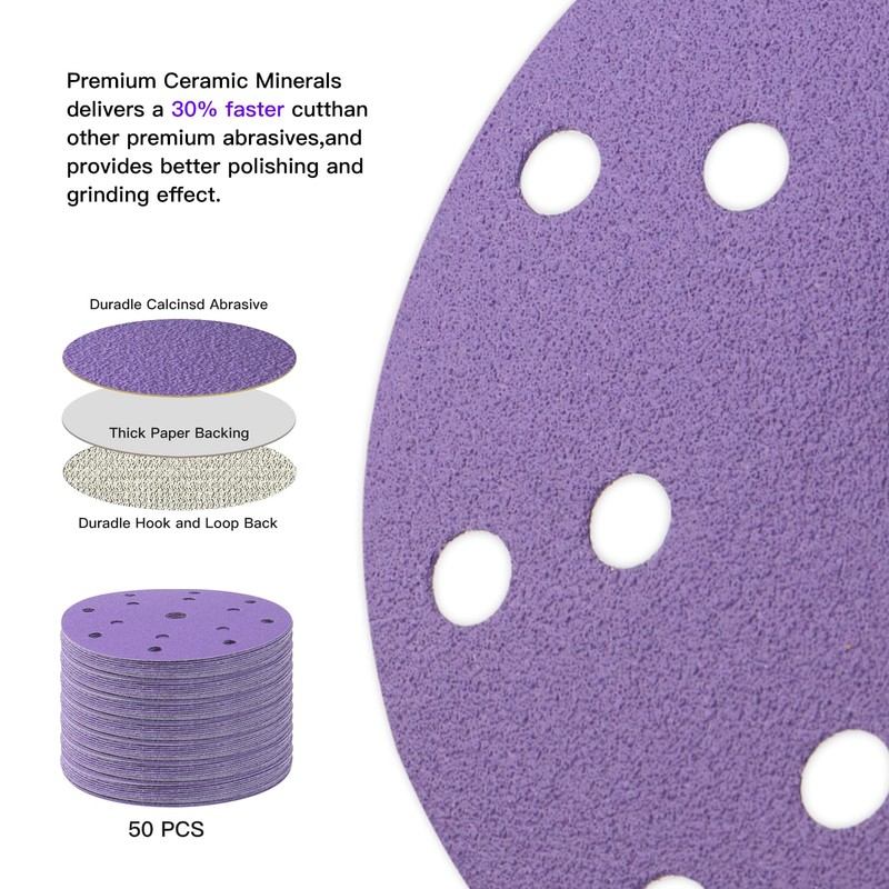 Sandpaper 150 mm Velcro 100 Pieces 600 Mixed Grit Assorted