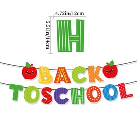 Back to School Banner, Colorful Letter Garland with Apples and Pencils, DIY Welcome Back to School Decorations First Day of School Decorations for Kindergarten Classroom
