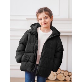 Vieille Kids Puffer Jacket Black Coats for Toddler Girls 4T-5T Boys Hooded Winter Jackets
